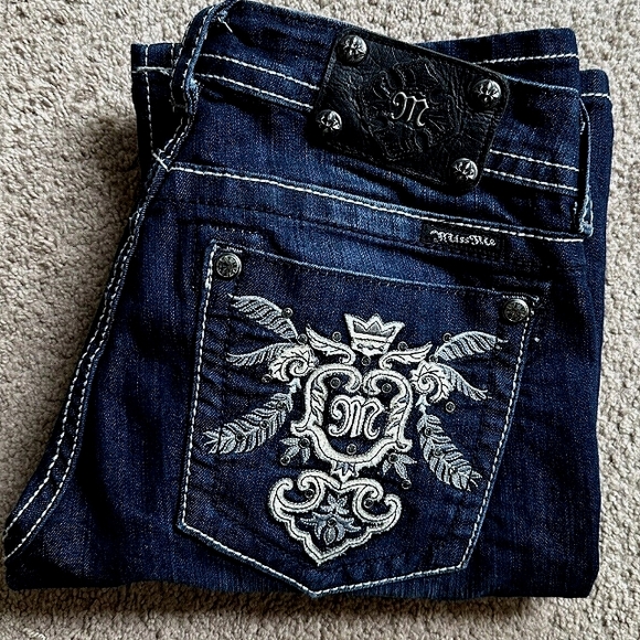 Miss Me Embellished Boot Cut Dark Wash Jeans Size 28 - Picture 5 of 5